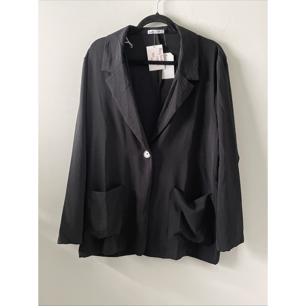 Culture Code XL Black Rhinestone Bee Blazer NWT Pleated Back Jacket